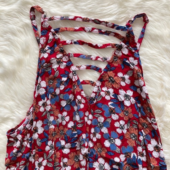 Hem & Thread Red Floral Back Detail Dress - Picture 2 of 3